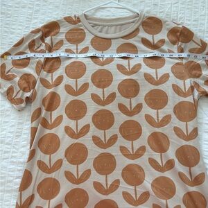 Floral Patterned T-Shirt in Beige and Brown